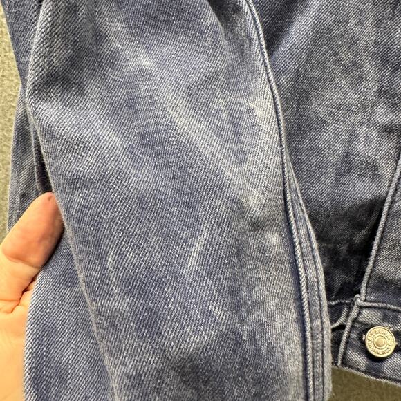 7 For All Mankind Jacket Mens Medium Blue Stone Wash Denim Trucker Button Up - Picture 7 of 9